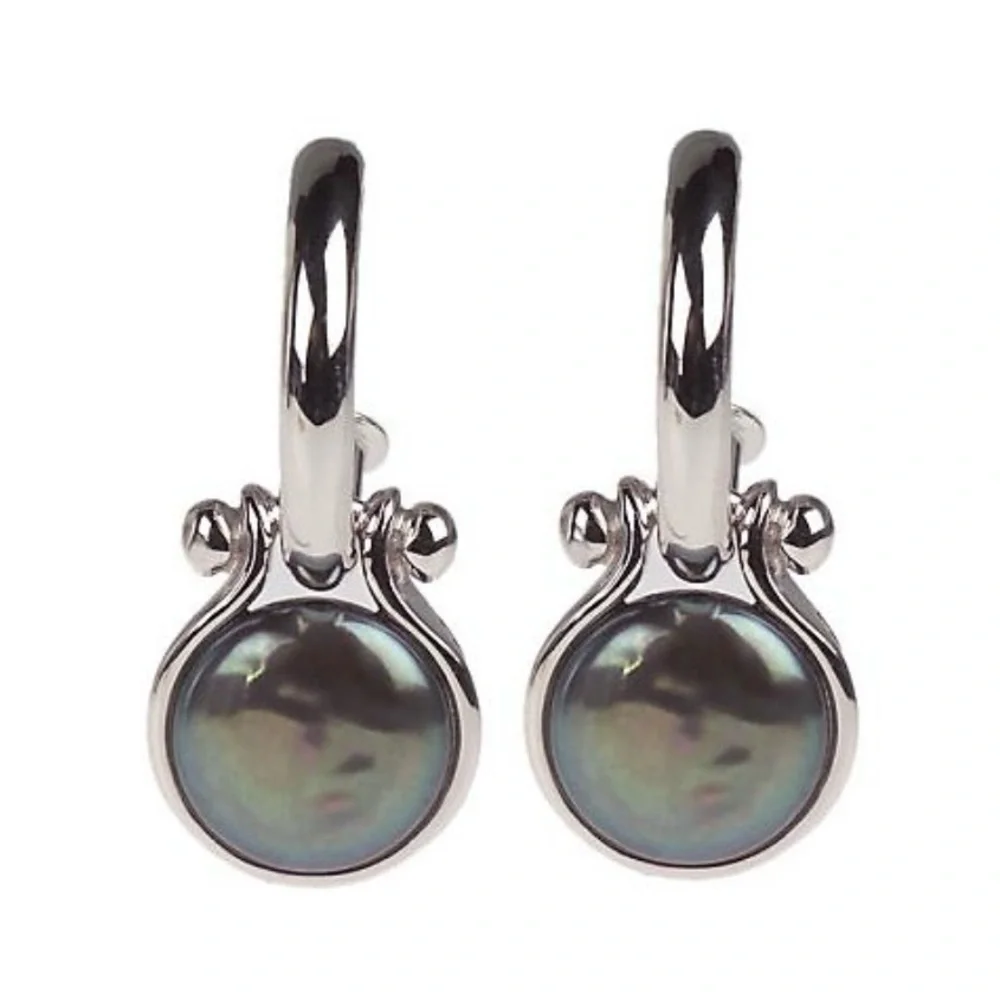 Honora Sterling Cultured freshwater black pearl dangling earrings